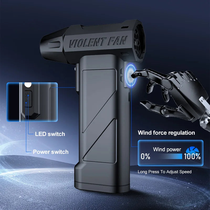 990,000 RPM powerful turbine fan, cordless vacuum cleaner, high-speed brushless motor, electric snow blower, LED lighting