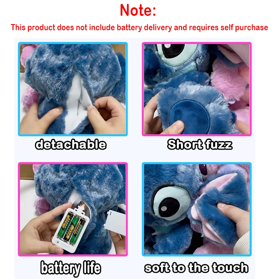 Disney Lilo&Stitch Plush Doll Breath Child Peluche Kawaii Soothes Toy Anime Baby Music Light Sleep Toys Pink Stitch Kid Gifts