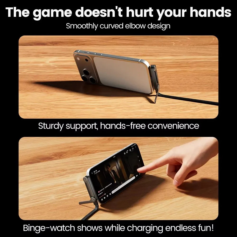 240W Cable 2 in 1 Type C To Type C Fast Charging Foldable Bracket Data Cable Type C Desktop Holder Charging Wire For Iphone17 16