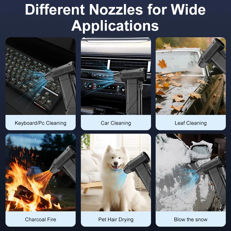 990,000 RPM powerful turbine fan, cordless vacuum cleaner, high-speed brushless motor, electric snow blower, LED lighting