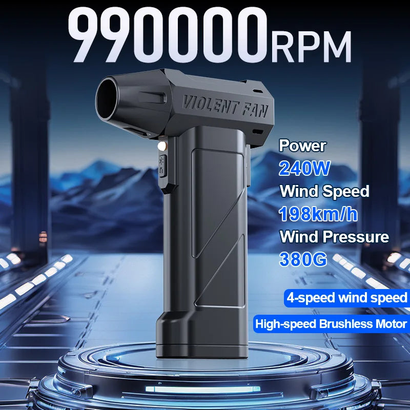 990,000 RPM powerful turbine fan, cordless vacuum cleaner, high-speed brushless motor, electric snow blower, LED lighting