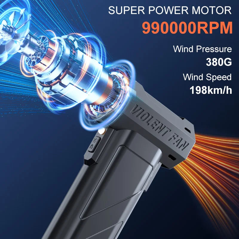 990,000 RPM powerful turbine fan, cordless vacuum cleaner, high-speed brushless motor, electric snow blower, LED lighting