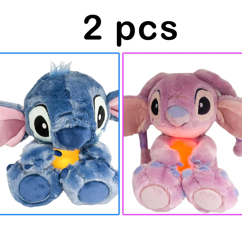 Disney Lilo&Stitch Plush Doll Breath Child Peluche Kawaii Soothes Toy Anime Baby Music Light Sleep Toys Pink Stitch Kid Gifts
